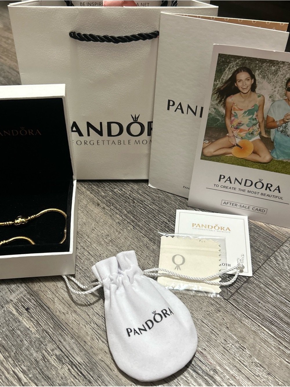 Pandora Gold Snake Chain Bracelet with Gift Box & Pouch
